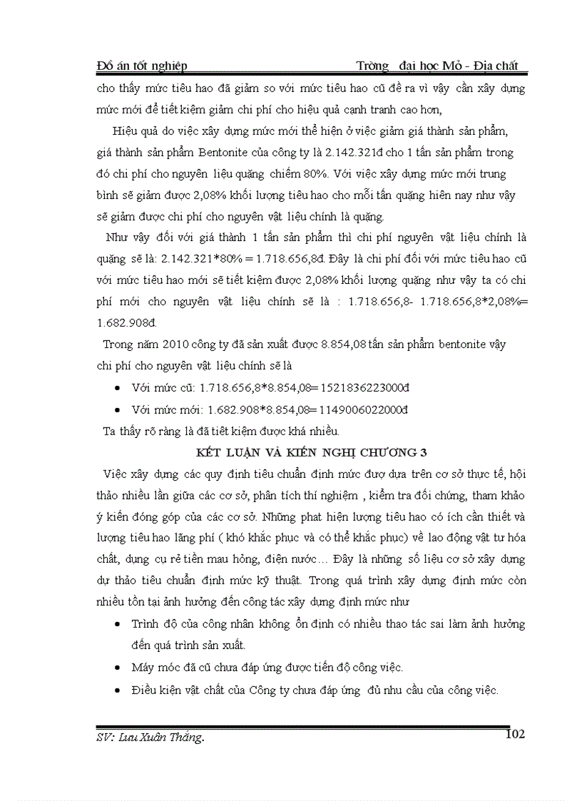 image for page Xây dựng mức tiêu hao nguyên vật liệu cho sản phẩm Bentonite 1