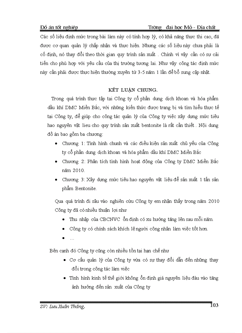 image for page Xây dựng mức tiêu hao nguyên vật liệu cho sản phẩm Bentonite 1