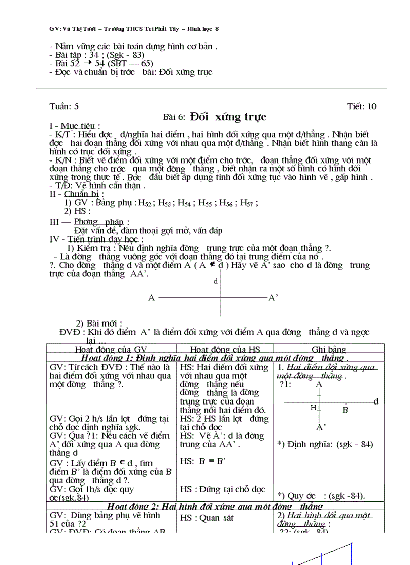 image for page Giáo Án Toán lớp 8 Tuần 5