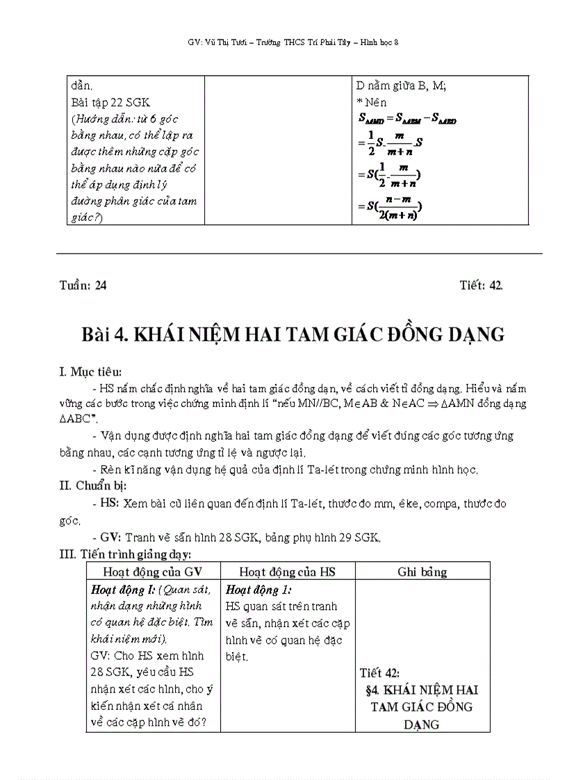 Giáo án toán lớp 8 tuần 24