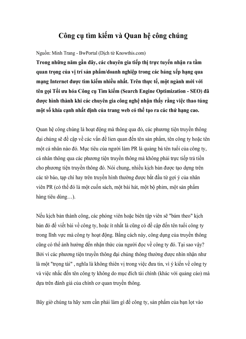 image for page Công cụ tìm kiếm và Quan hệ công chúng