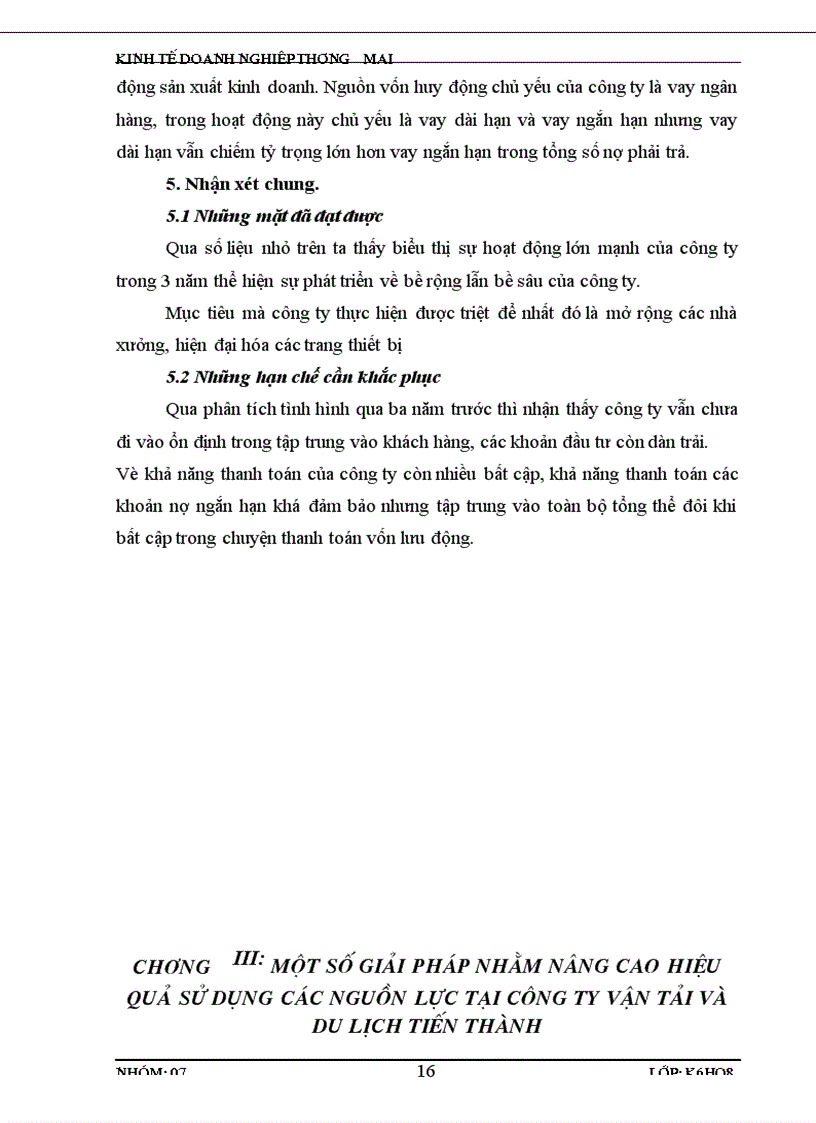 image for page Bài Thảo Luận Kinh tế Doanh Nghiệp Thương Mại Dịch Vụ Một số giải pháp nhằm nâng cao hiệu quả sử dụng các nguồn lực tại công ty vận tải và du lịch Tiến Thành