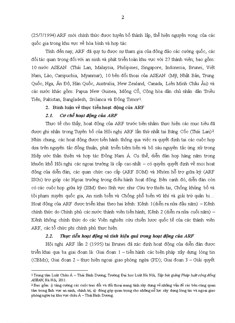 image for page Bình luận về thực tiễn hoạt động vai trò và triển vọng của ARF