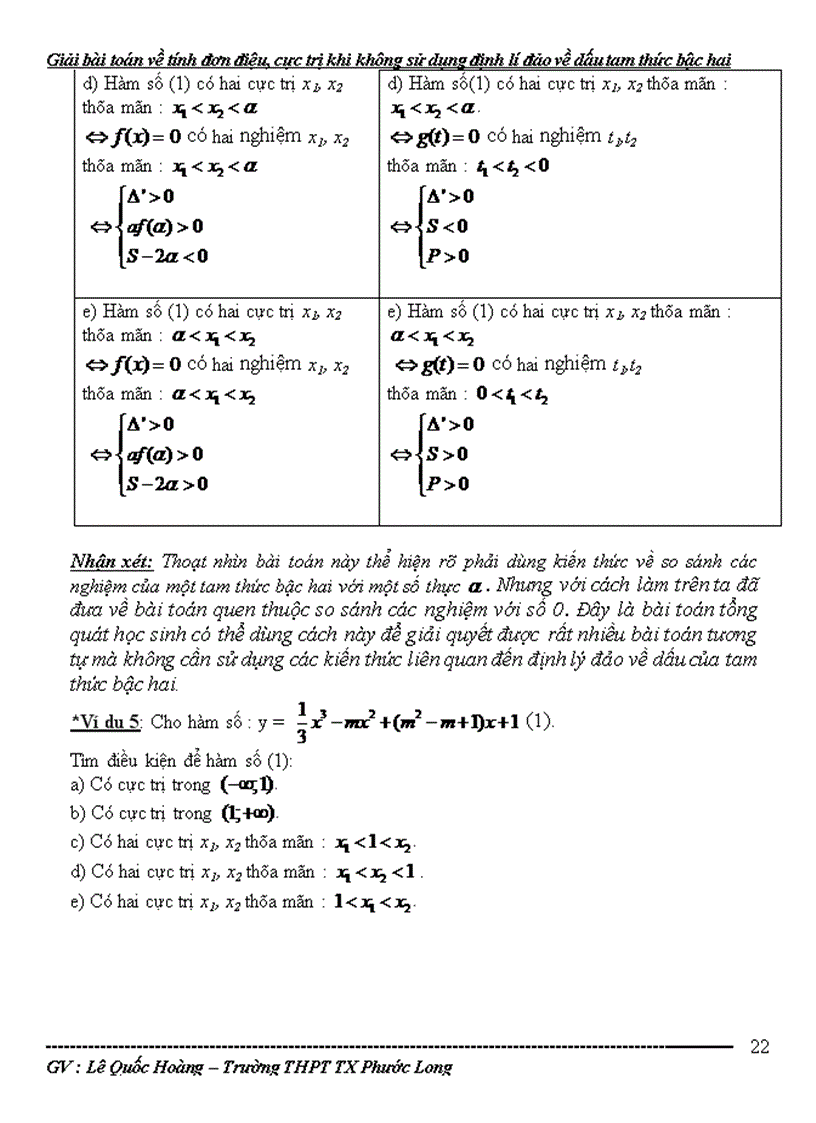 image for page Giải bài các toán về tính đơn điệu cực trị của hàm số khi không sử dụng định lí đảo dấu tam thức bậc hai