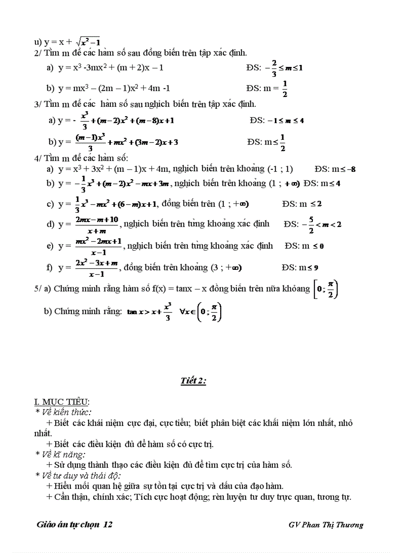 Giáo án giải tích lớp 12 chuẩn mới nhất năm học 2011 2012