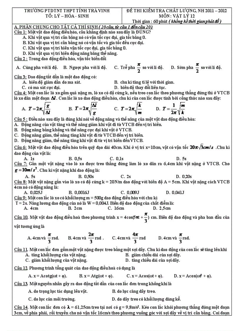 image for page Đề và đáp án thi chất lượng 12