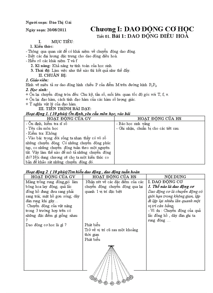 image for page Bài 1 Dao động điều hòa