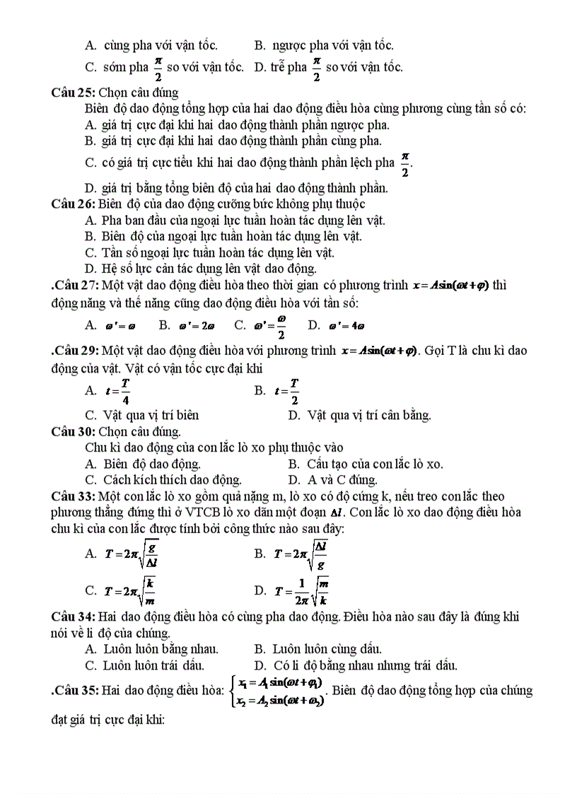 image for page 999 câu hỏi trắc nghiệm lý 12 phấn i