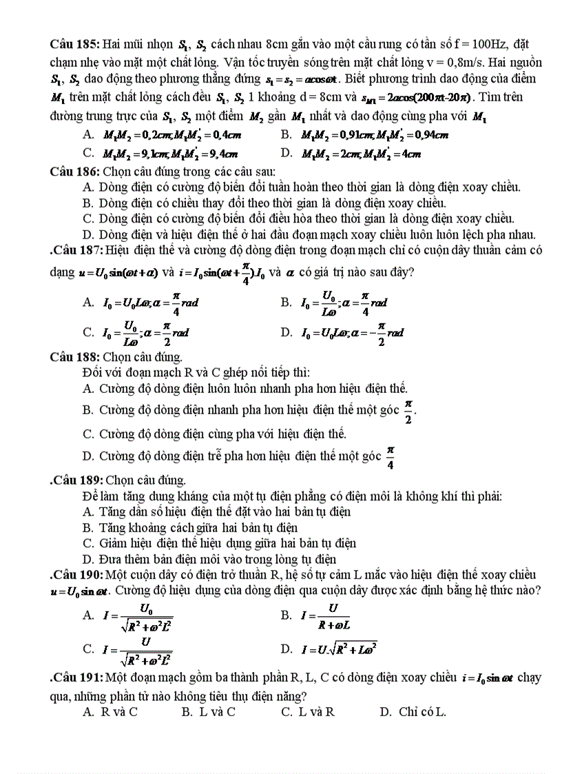 image for page 999 câu hỏi trắc nghiệm lý 12 phấn i