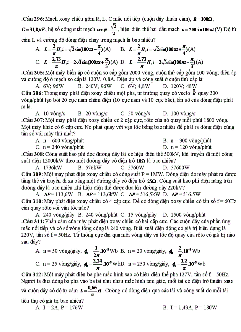 image for page 999 câu hỏi trắc nghiệm lý 12 phấn i