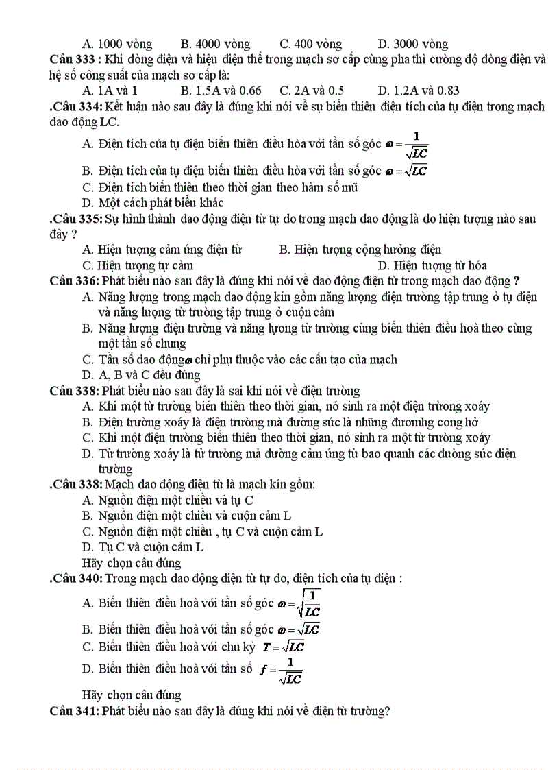 image for page 999 câu hỏi trắc nghiệm lý 12 phấn i