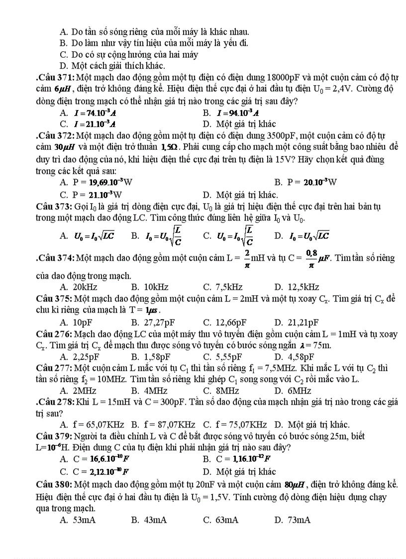 image for page 999 câu hỏi trắc nghiệm lý 12 phấn i