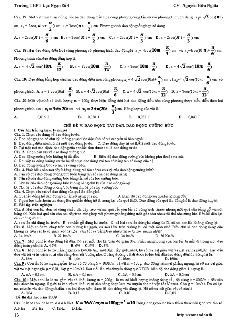 image for page Chuyên đề Dao động cơ