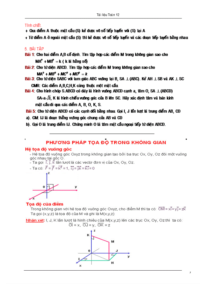 Ôn tập hình học lớp 12 năm 2011