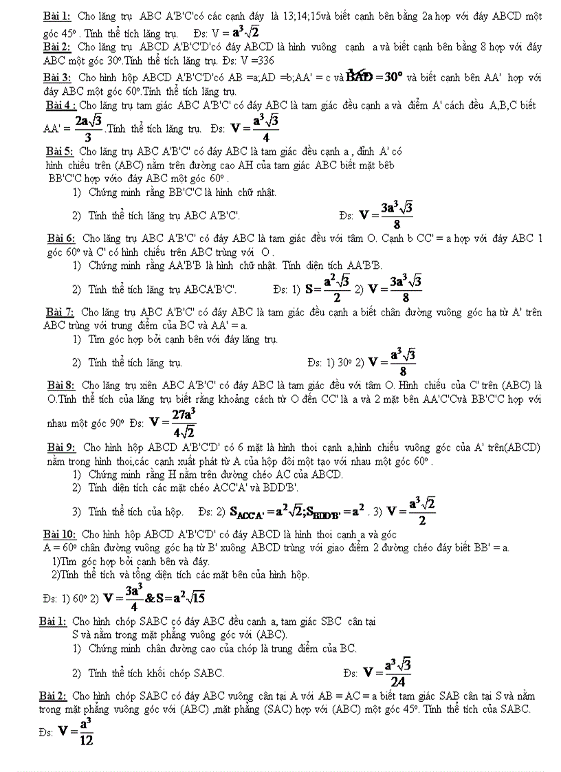 image for page Tổng hợp các bài tập về thể tích