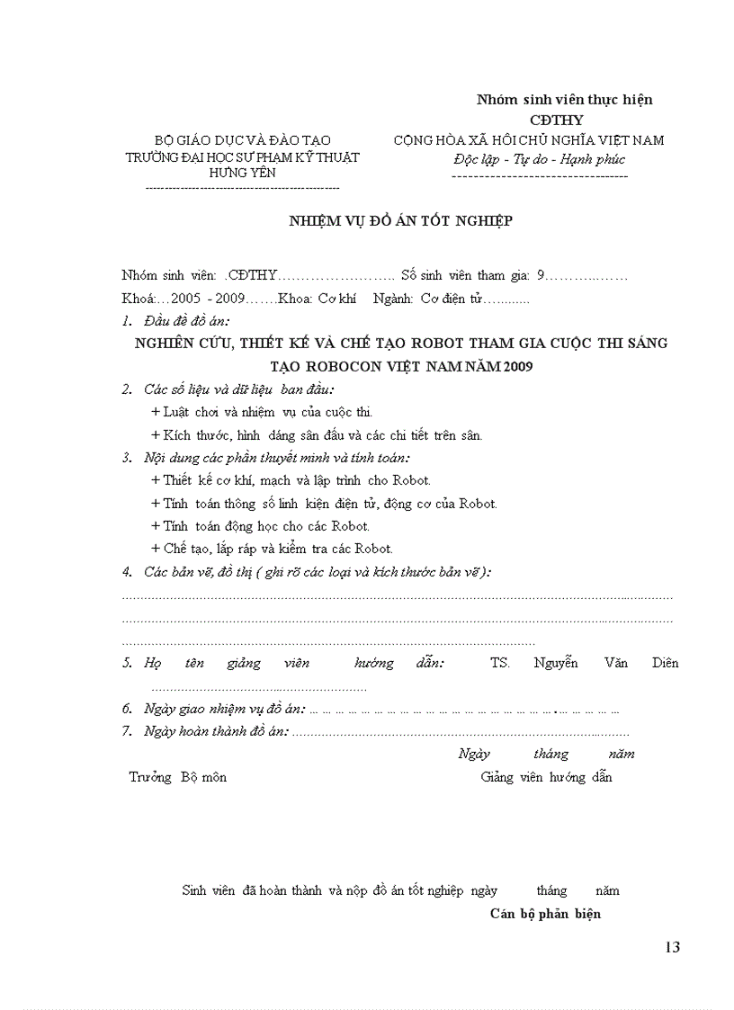 image for page Nghiên cứu thiết kế và chế tạo robot tham gia cuộc thi sáng tạo robocon việt nam năm 2009