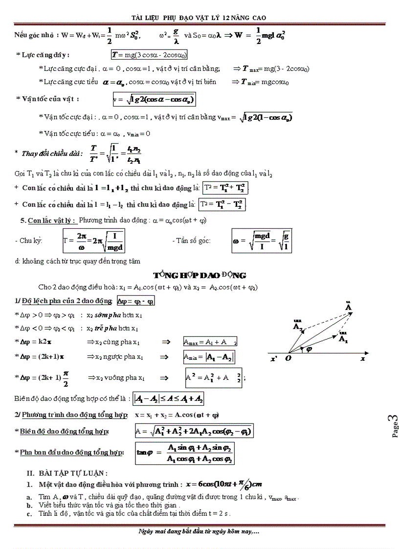 Phụ đạo Vật lý 12 NC