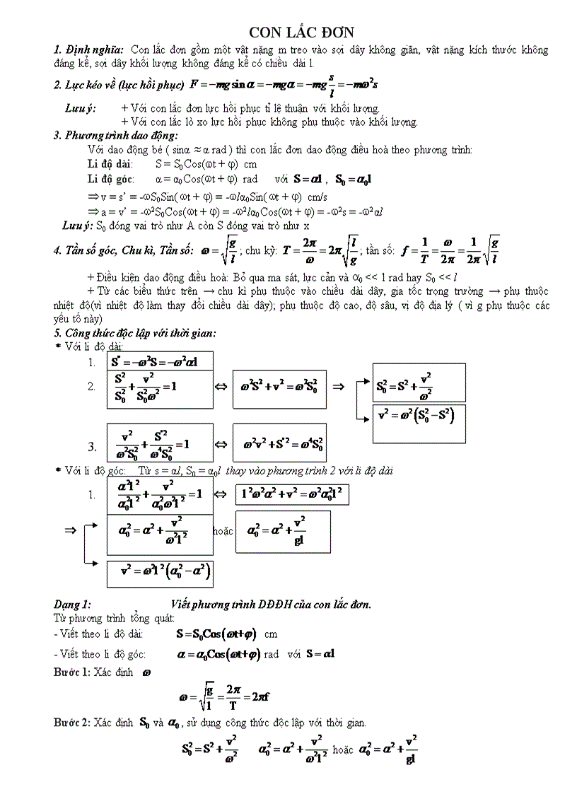 image for page Các dạng bài tập con lắc đơn