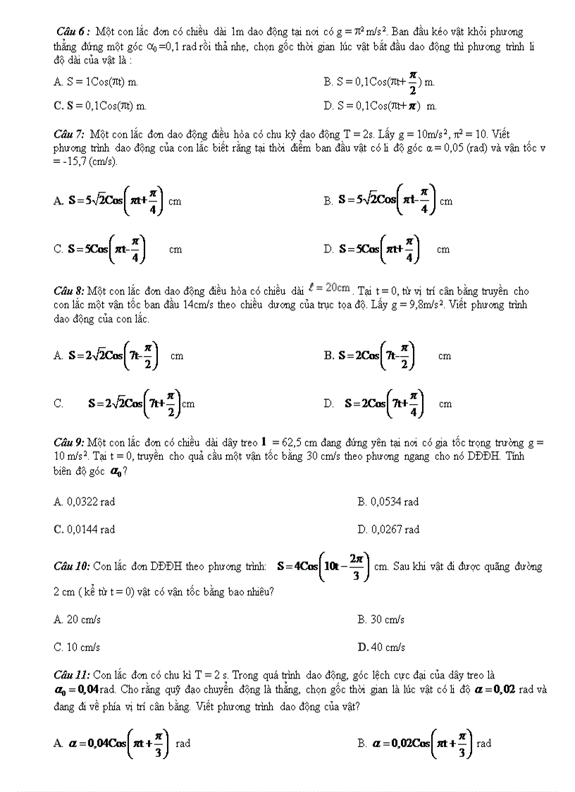 image for page Các dạng bài tập con lắc đơn