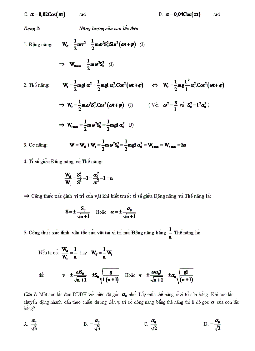 image for page Các dạng bài tập con lắc đơn