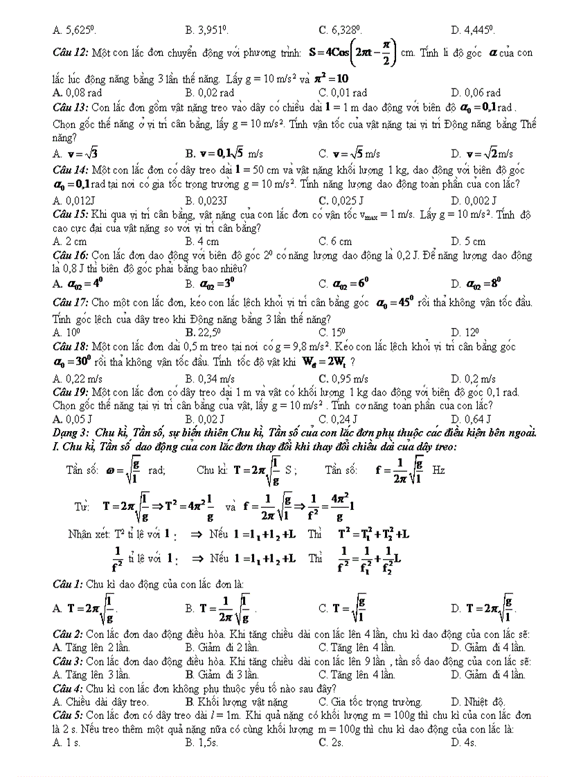 image for page Các dạng bài tập con lắc đơn