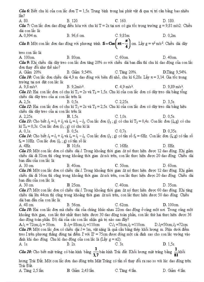 image for page Các dạng bài tập con lắc đơn