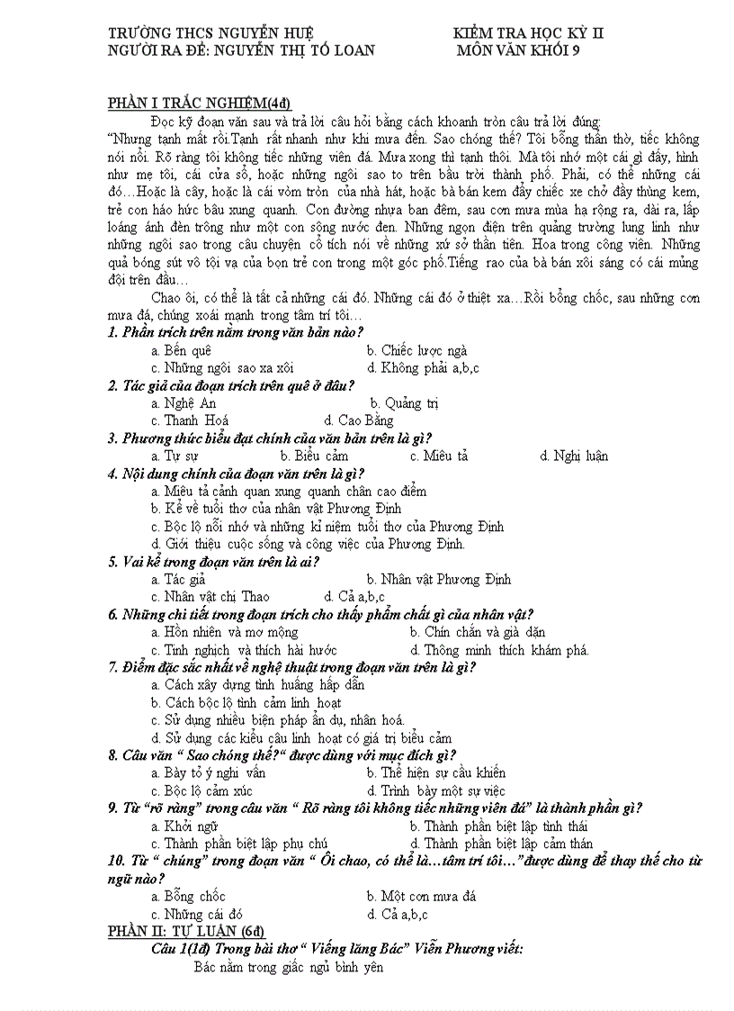 image for page 16 bộ đề đáp án Thi HK II Văn 9