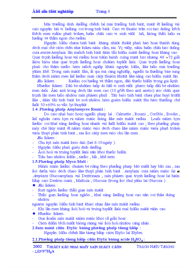 image for page Thiết kế nhà máy sản xuất rượu Etylic từ rỉ đường Năng suất tính theo cồn tinh chế 30000lít ngày