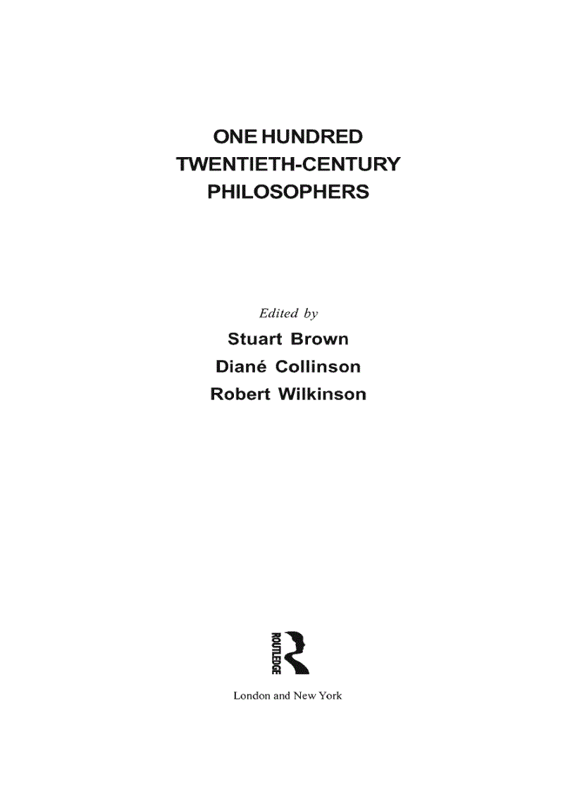 Ebook One Hundred Twentieth Century Philosophers