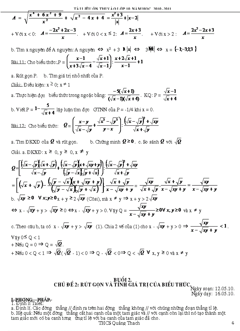 image for page Chủ Đề 1 rút gọn và tính giá trị của biểu thức