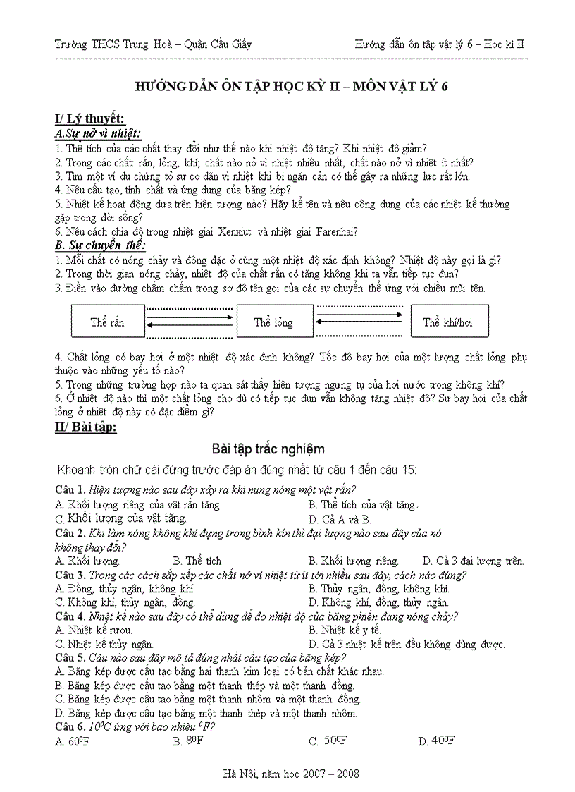 image for page Ôn tập Vật lý 6 HKII