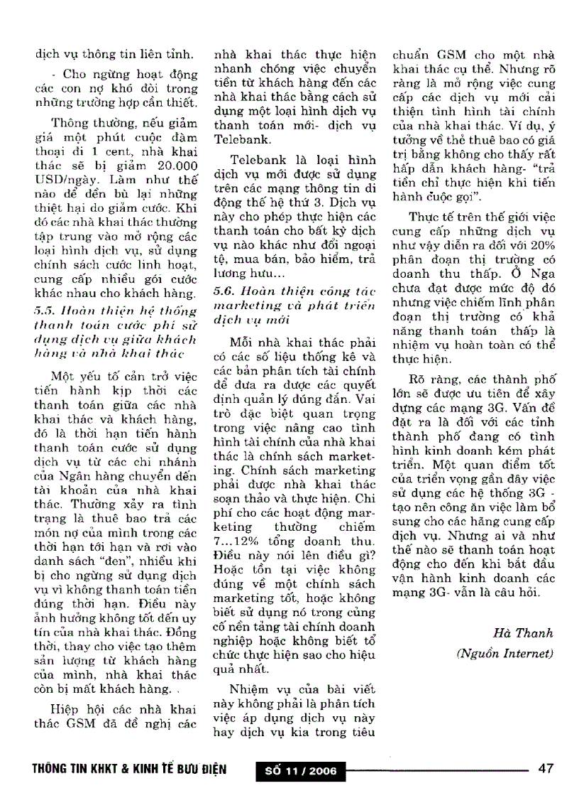 image for page Các quan điểm kinh tế cơ bản của các nhà khai thác di động của CHLB Nga