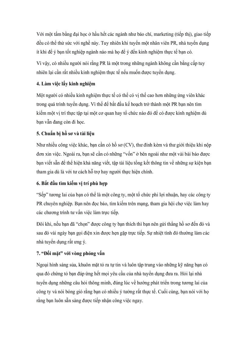 image for page Yếu tố làm nên thành công trong nghề PR