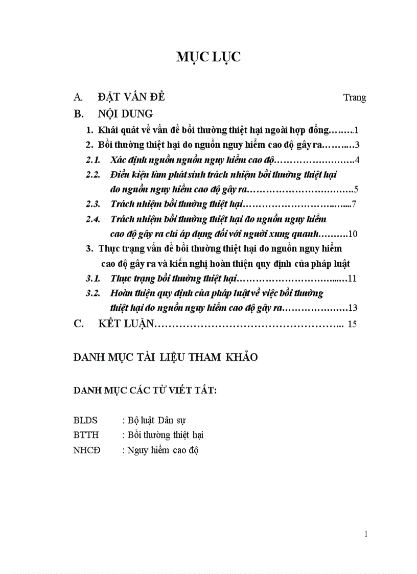 image for page Bài tập học kỳ Bồi thường thiệt hại do nguồn nguy hiểm cao độ
