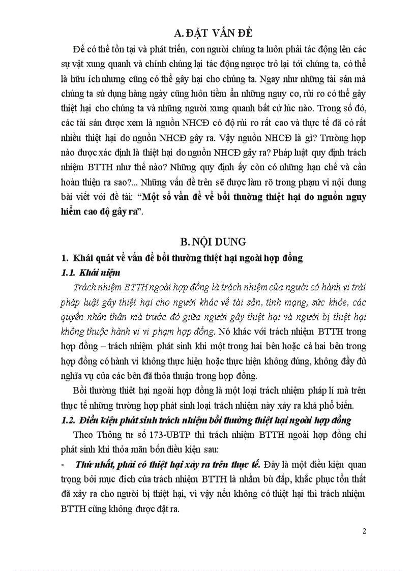 image for page Bài tập học kỳ Bồi thường thiệt hại do nguồn nguy hiểm cao độ