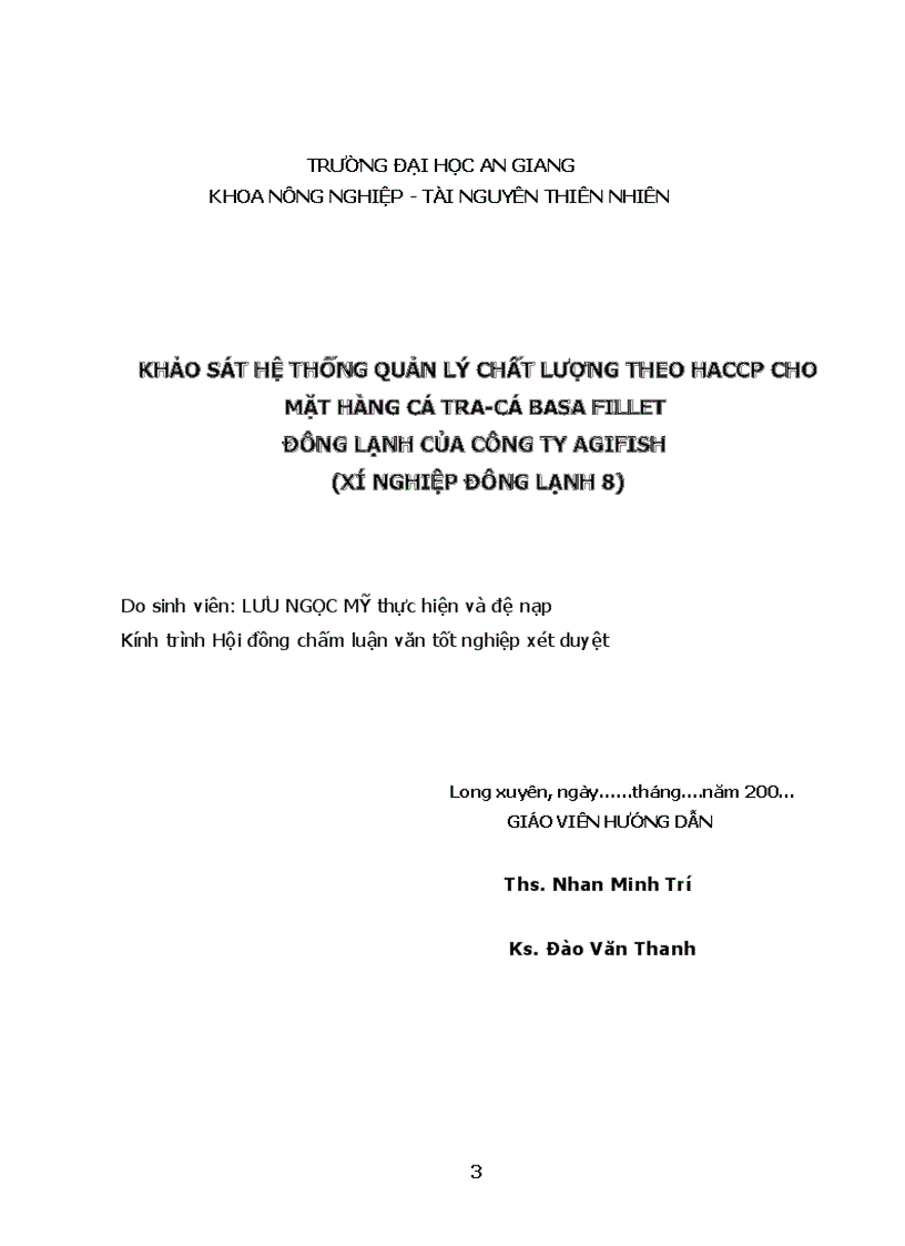 image for page Luận văn HACCP mặt hàng cá tra cá basa đông lạnh