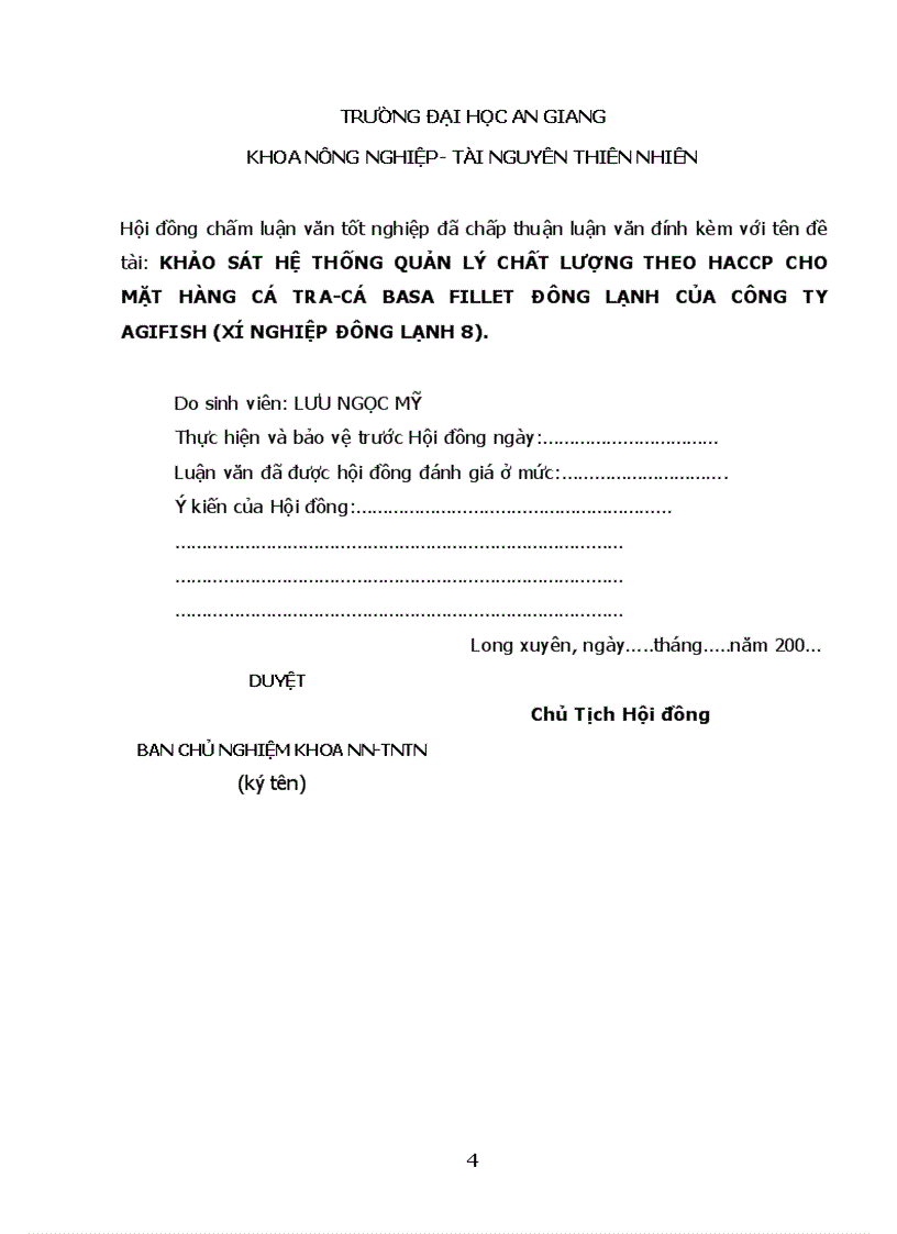 image for page Luận văn HACCP mặt hàng cá tra cá basa đông lạnh