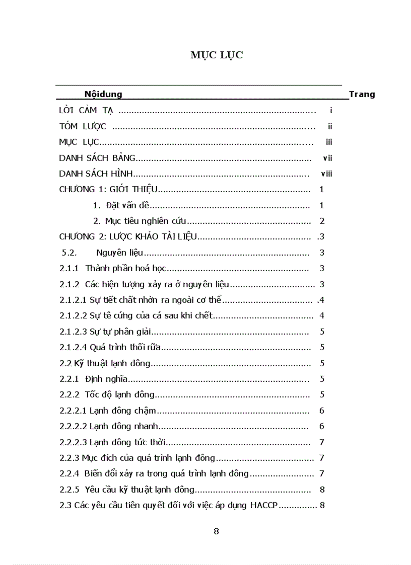 image for page Luận văn HACCP mặt hàng cá tra cá basa đông lạnh