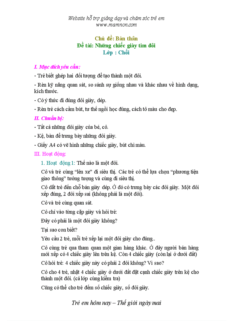 image for page Đề tài Những chiếc giày tìm đôi