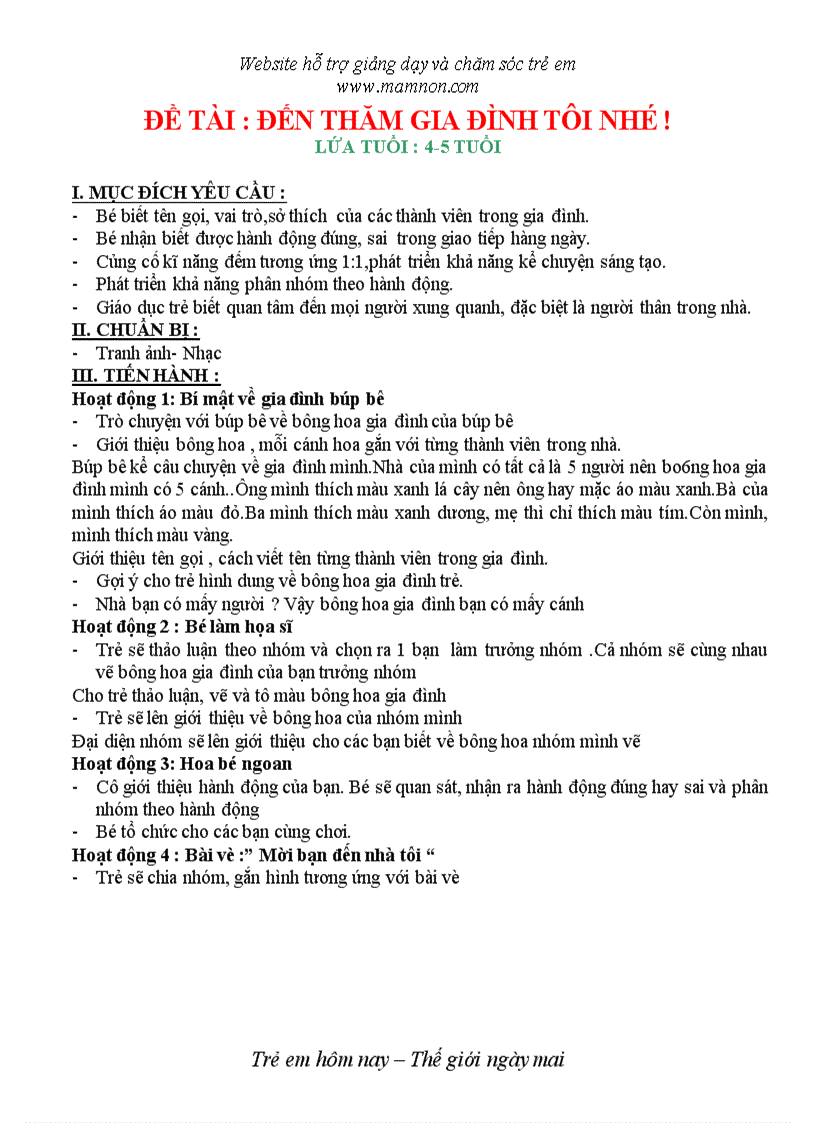 image for page Đề tài Đến thăm gia đình tôi bạn nhé