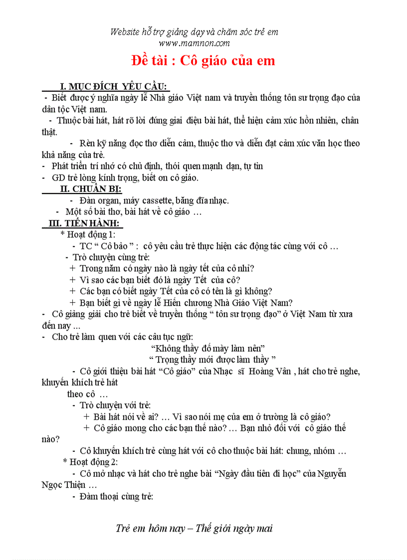 image for page Đề tài Cô giáo của em