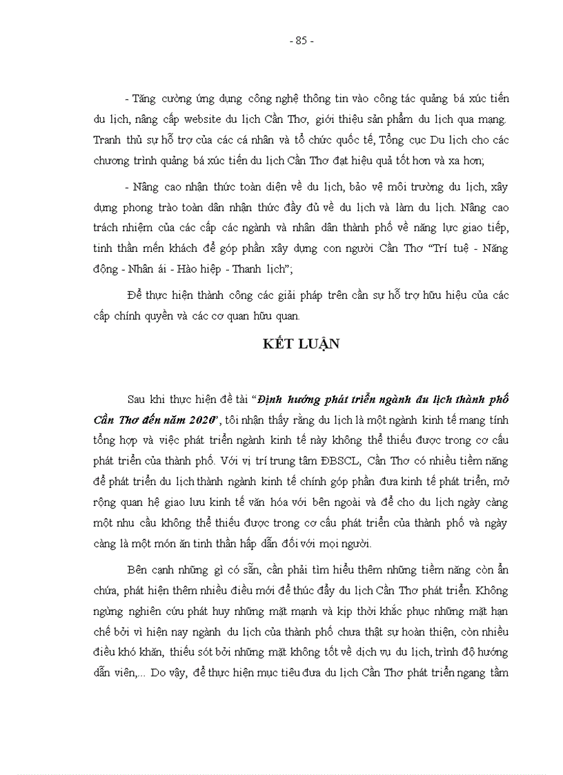 image for page Chiến lược phát triển ngành du lịch Cần Thơ đến năm 2020