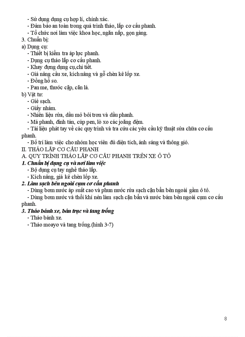 image for page Sửa chữa và bảo dưỡng cơ cấu phanh thủy lực