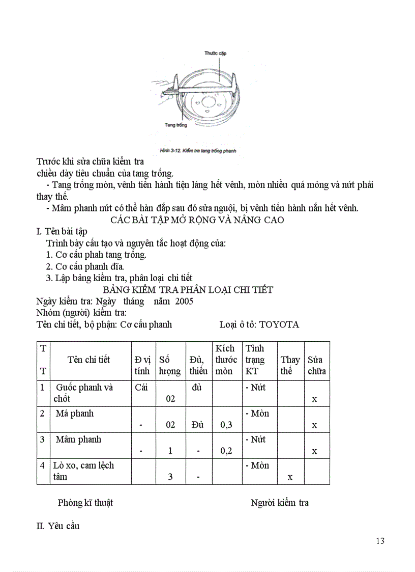 image for page Sửa chữa và bảo dưỡng cơ cấu phanh thủy lực