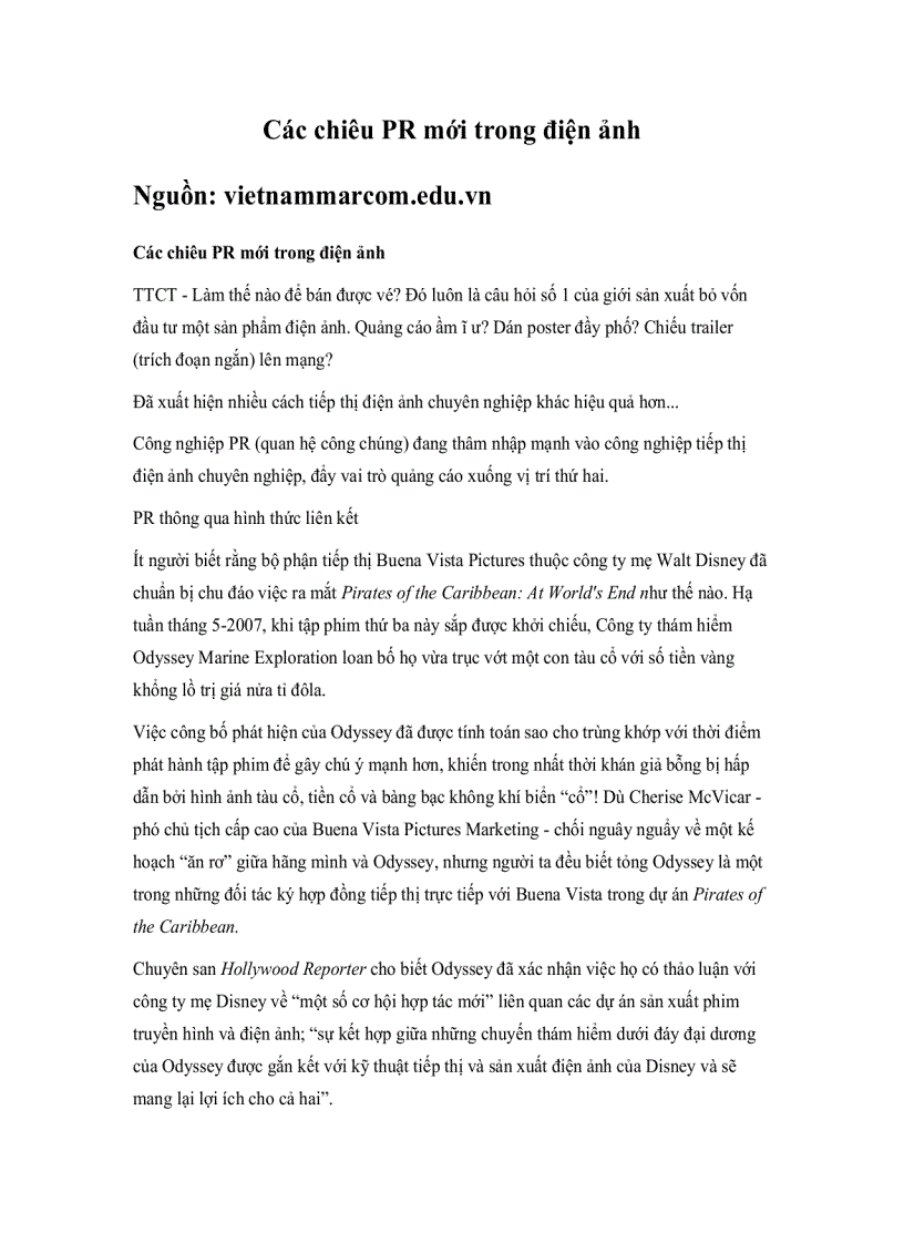 image for page Các chiêu PR mới trong điện ảnh