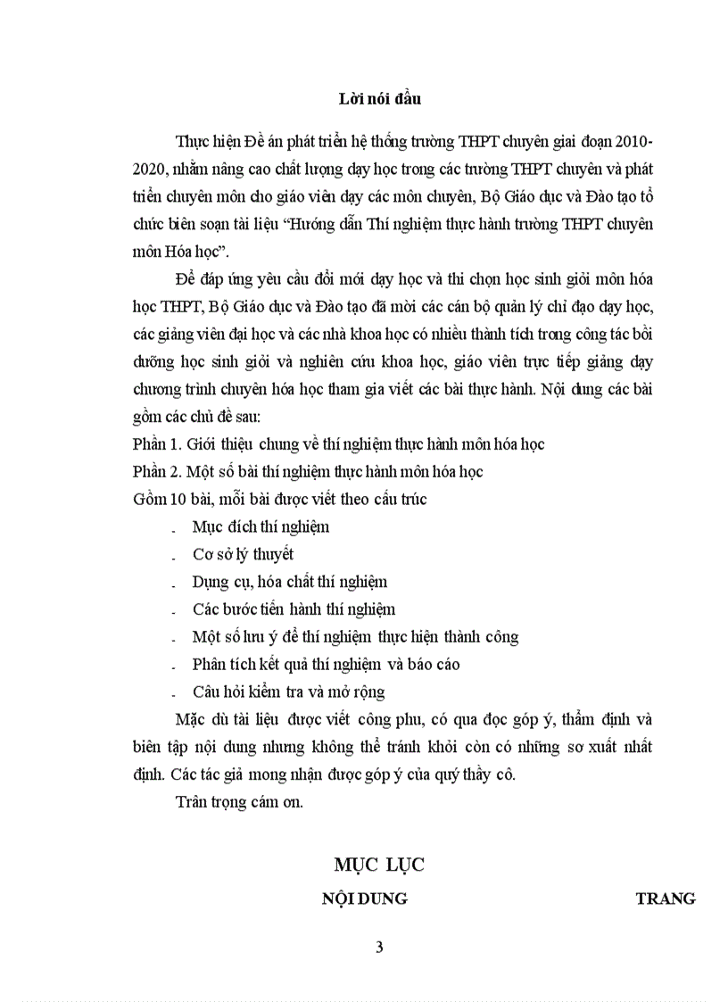 image for page Hướng dẫn Thí nghiệm thực hành trường THPT chuyên môn Hóa học