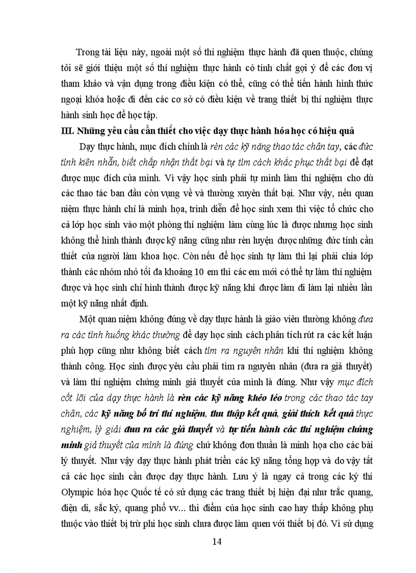 image for page Hướng dẫn Thí nghiệm thực hành trường THPT chuyên môn Hóa học