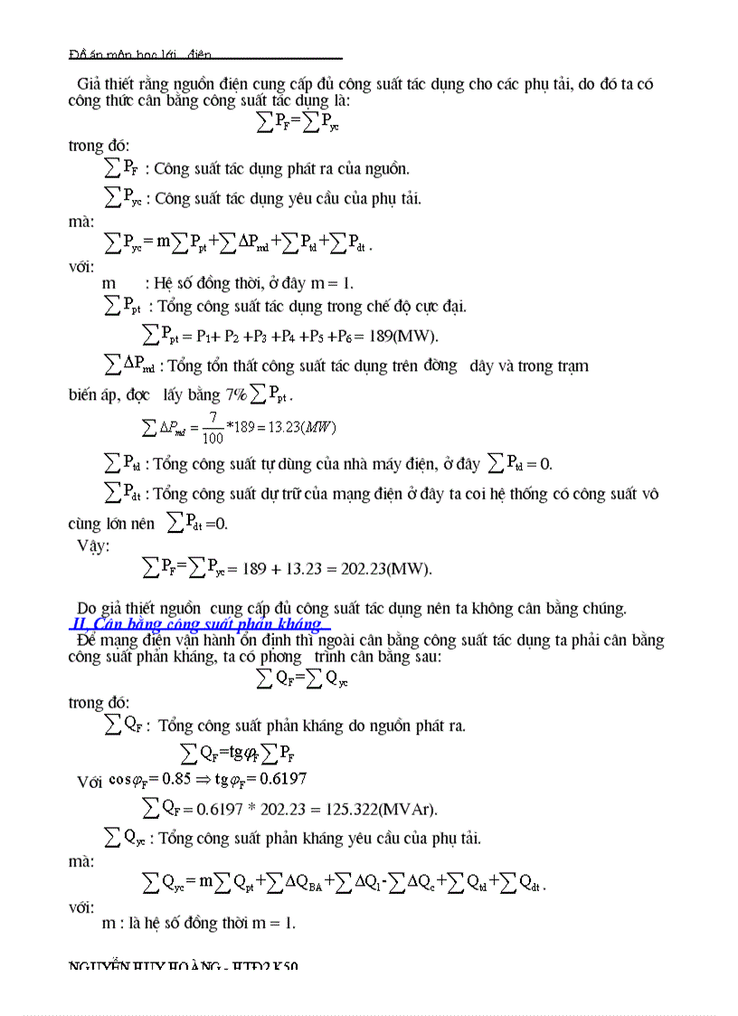 image for page Đồ án môn học lưới điện