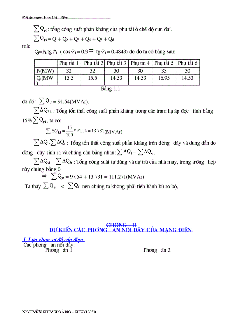 image for page Đồ án môn học lưới điện