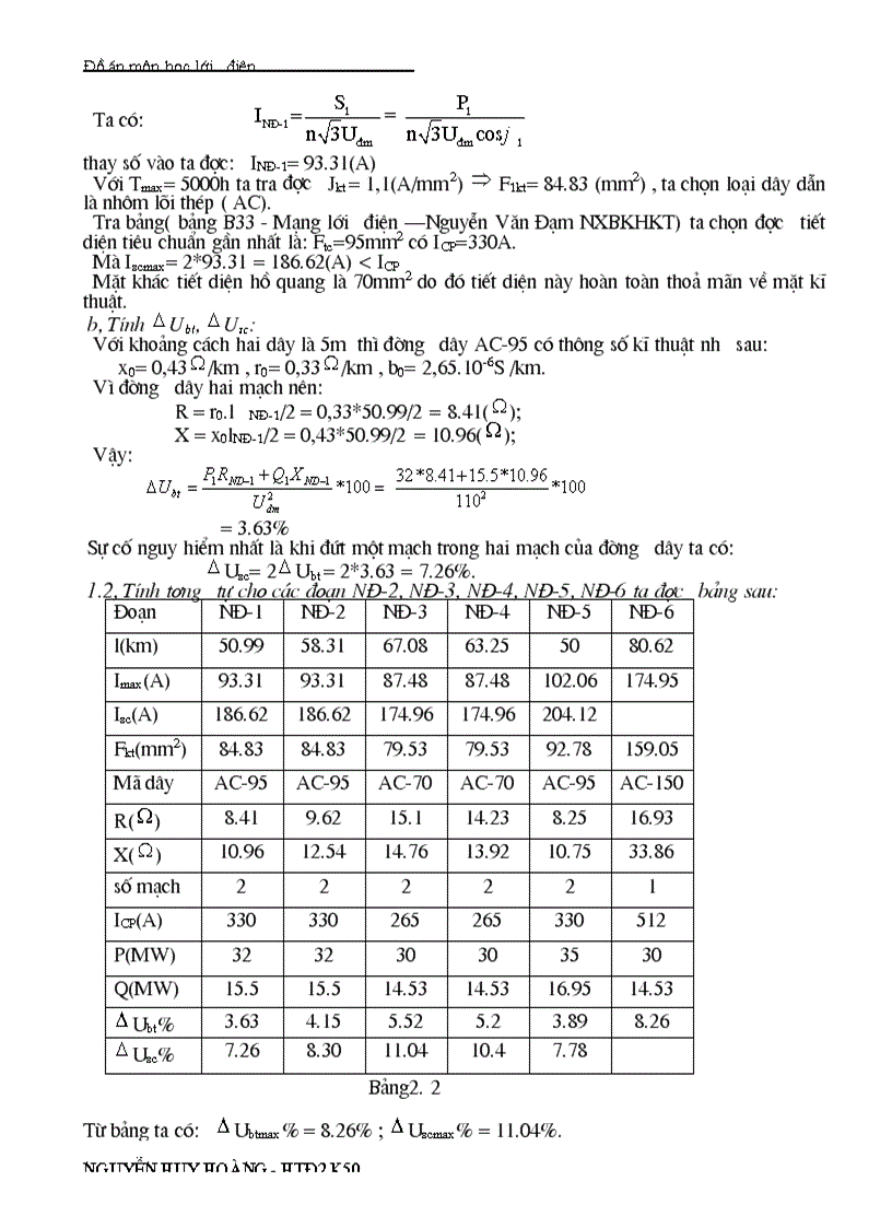 image for page Đồ án môn học lưới điện